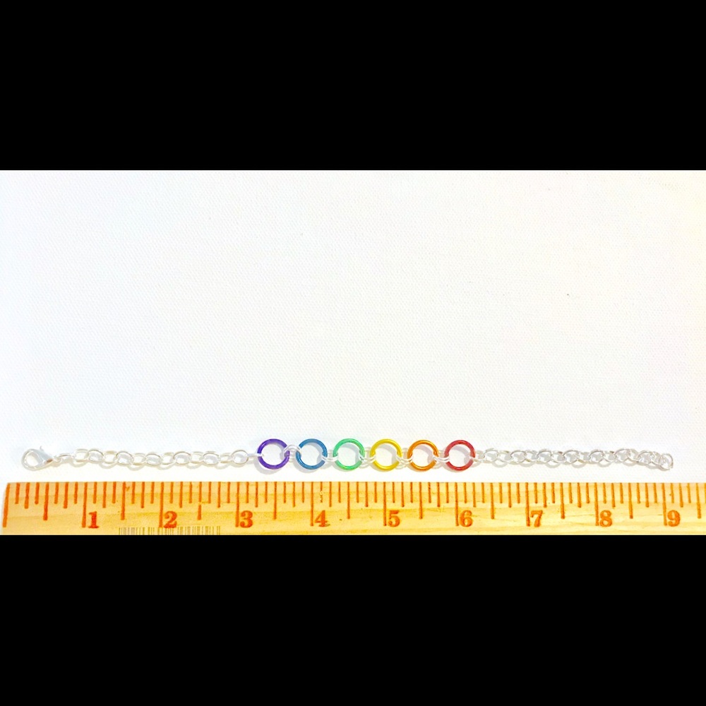 🌈🌈Rainbow pride jump ring bracelet, 9" ❤️💜💙🧡 - Picture 4 of 6